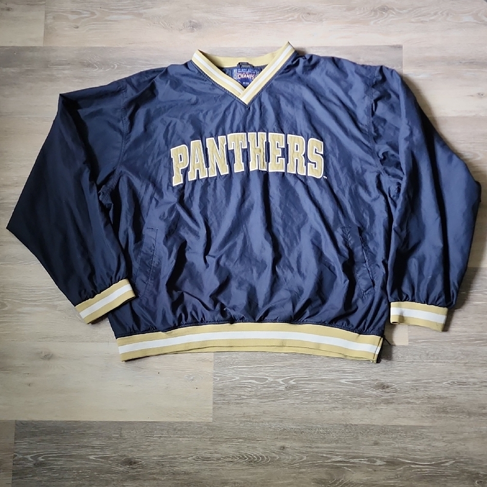 Vintage 90s Champs Pitt Panthers Windbreaker​ Pullover Jacket Blue Gold  Sz XXL